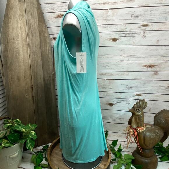 Three Dots Versatile Lightweight Cardigan Sweater L Wear Long or Short Aqua $125 - Picture 4 of 11